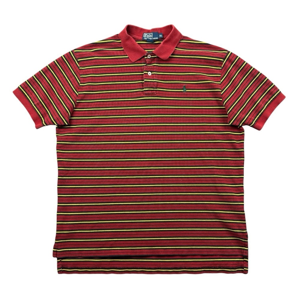 Vintage Polo Ralph Lauren‎ Polo Shirt Men's XL Red Striped Preppy Pony Golf Work